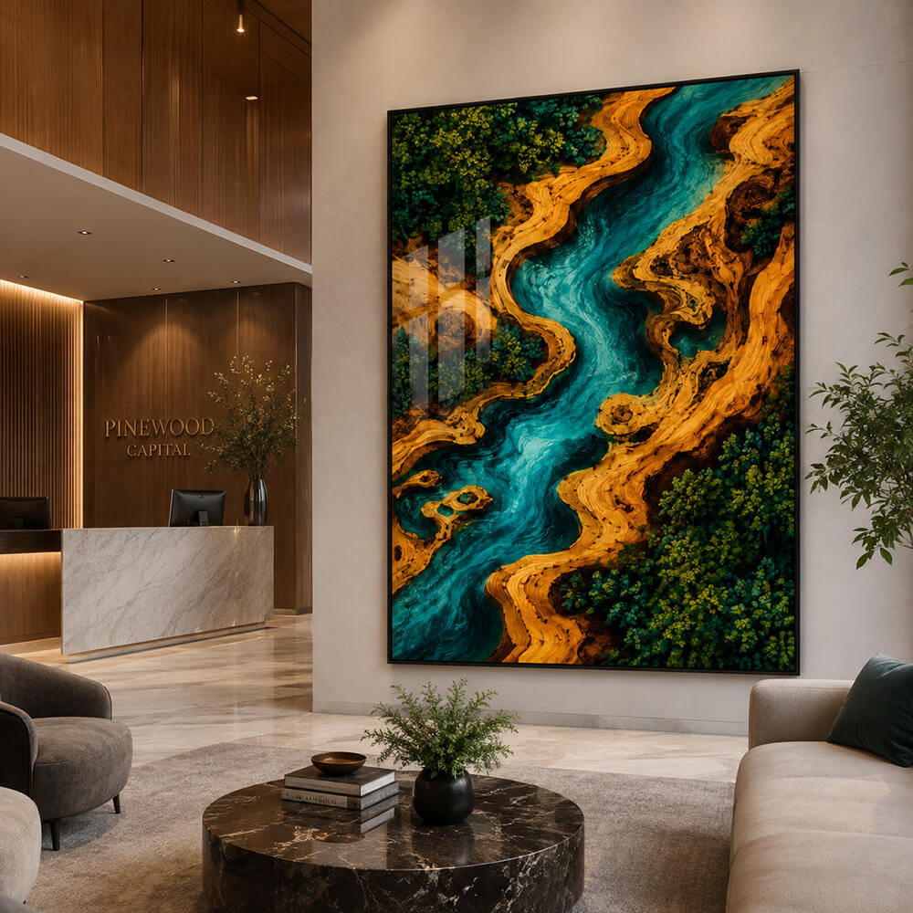 Large resin landscape wall art for modern office