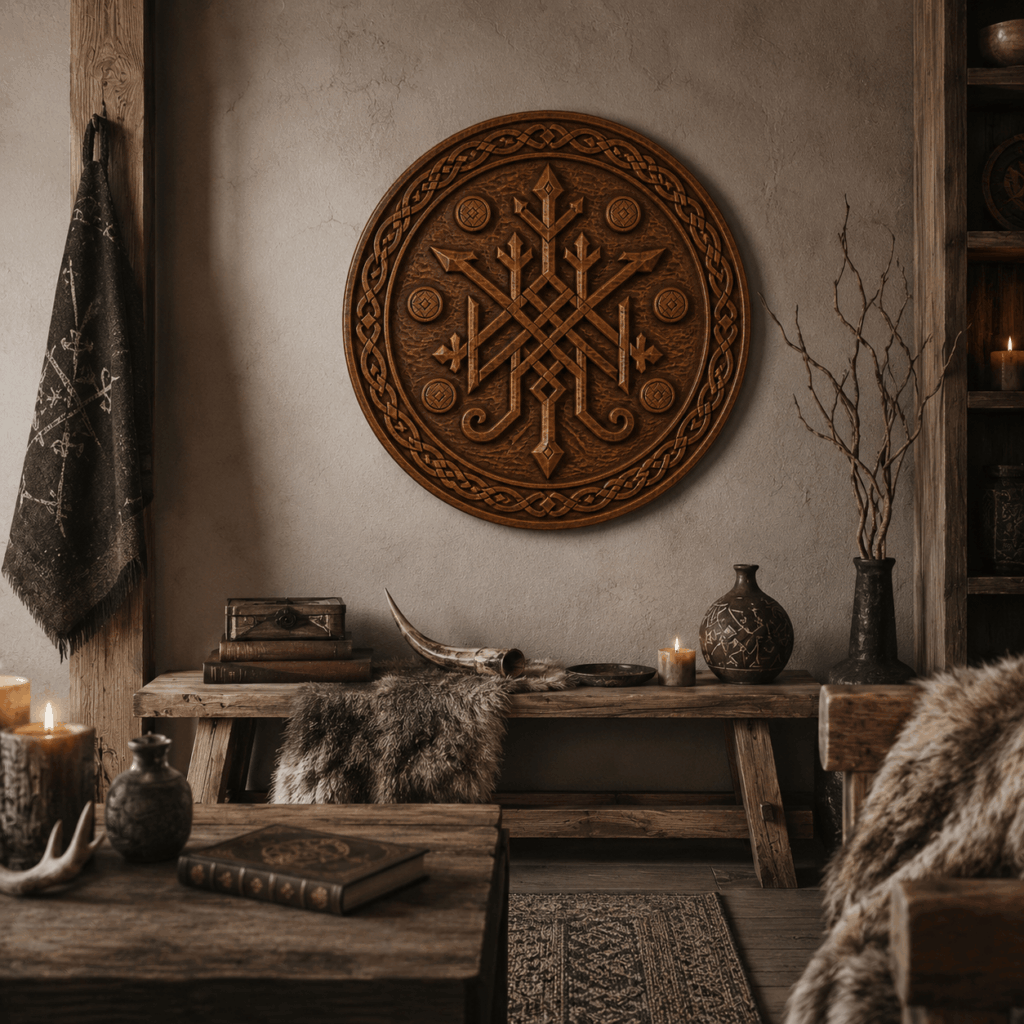 Nordic bindrune wooden talisman