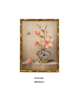 Pink lily porcelain shard vase wall art