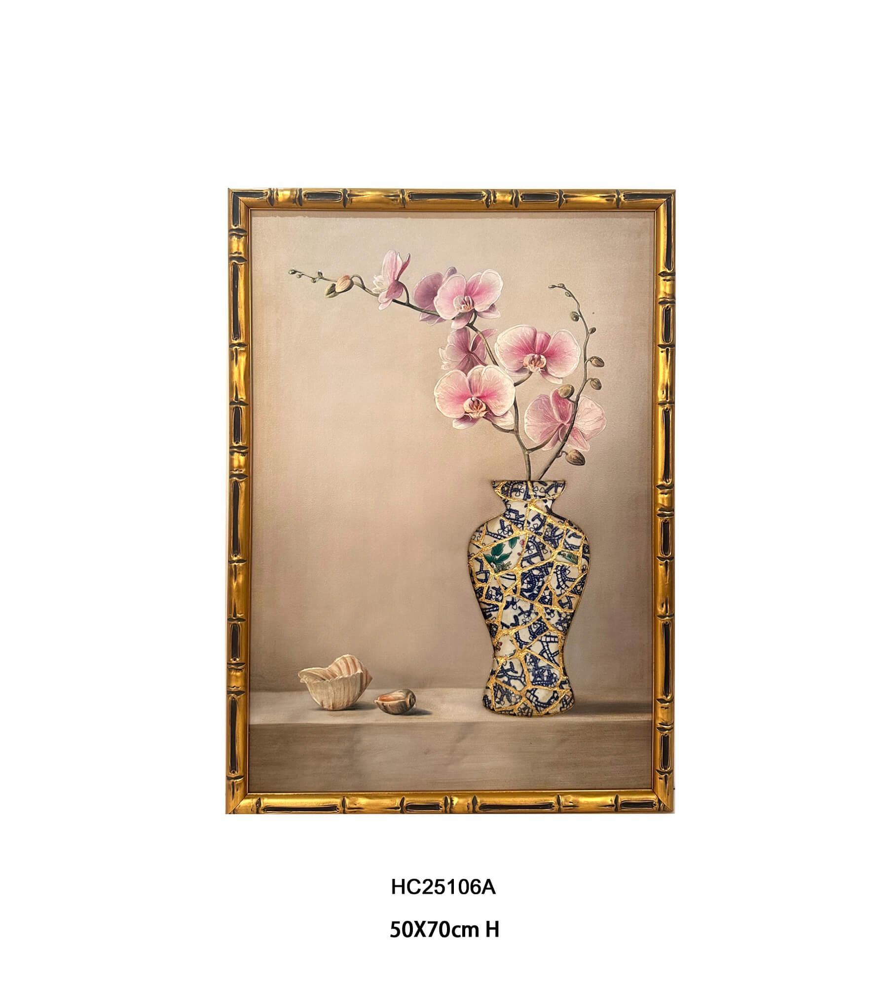 Pink orchid porcelain shard vase wall art