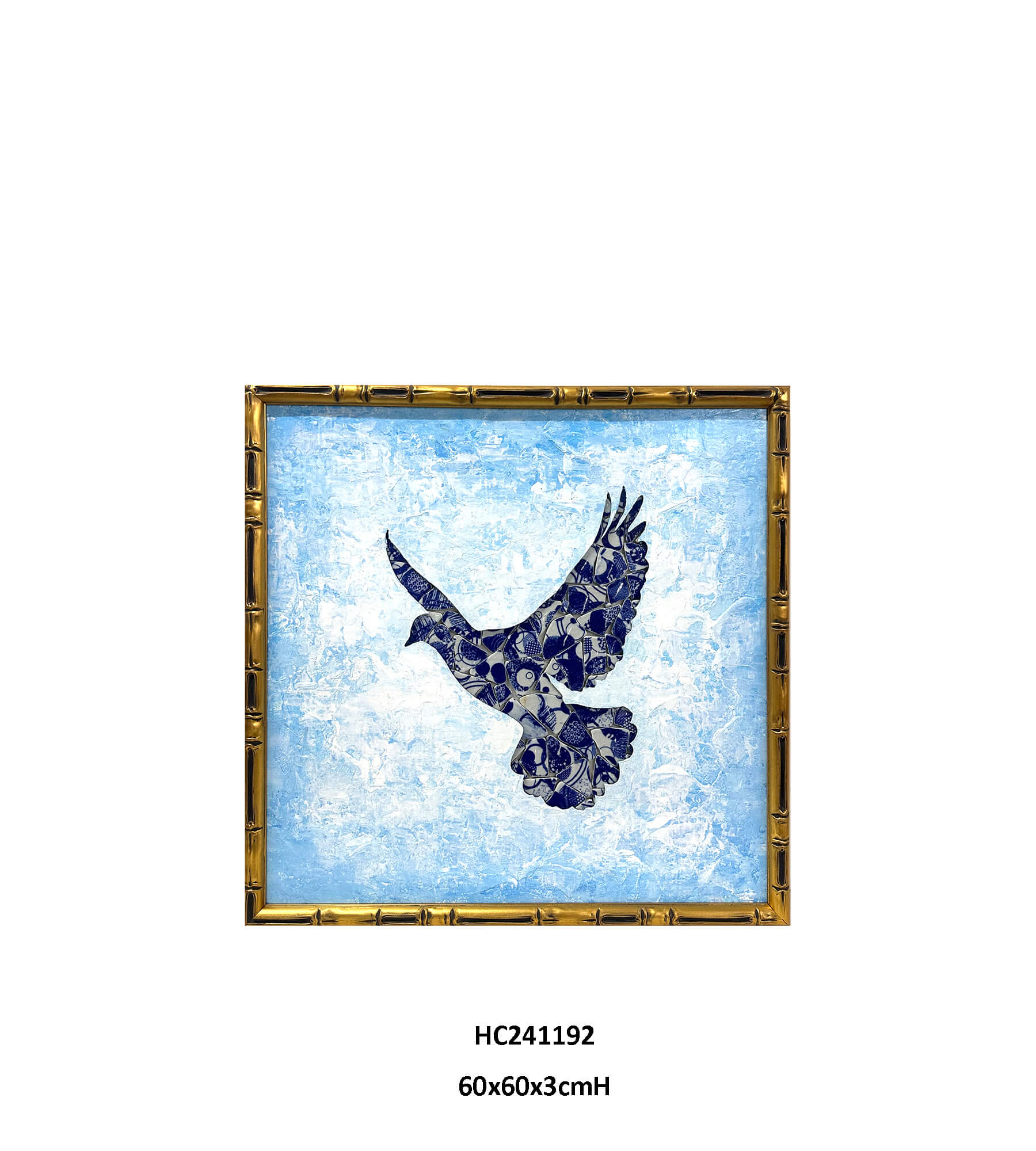 Majestic Porcelain Mosaic Eagle Wall Art in Blue and White(60×60×3cm)