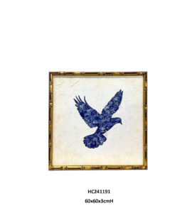 Porcelain mosaic eagle wall art on an ivory textured background
