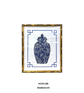 Ginger jar porcelain wall art with intricate blue and white shards