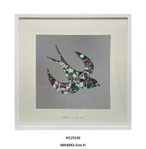 Two floral porcelain shard swallows