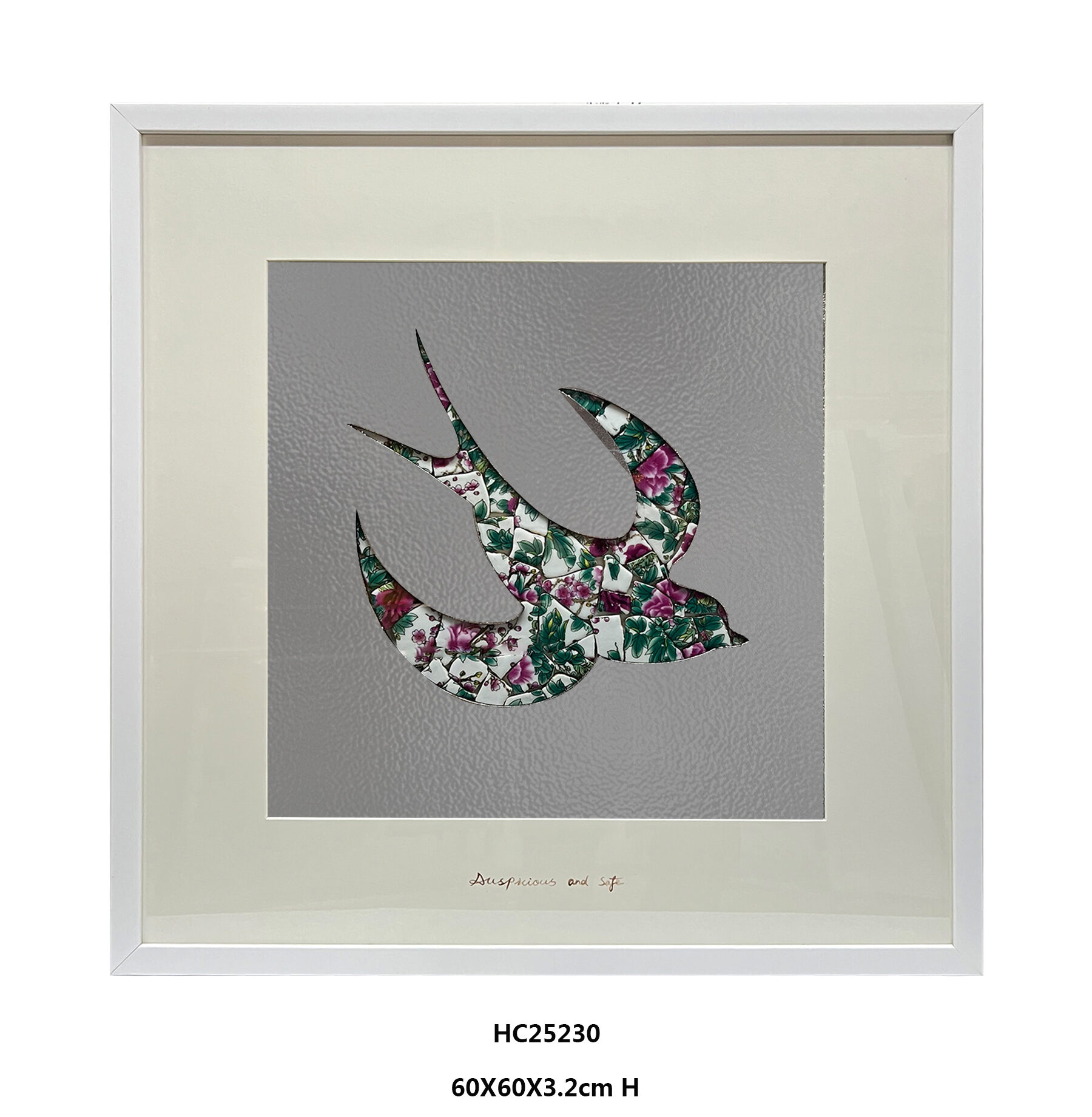 Two floral porcelain shard swallows