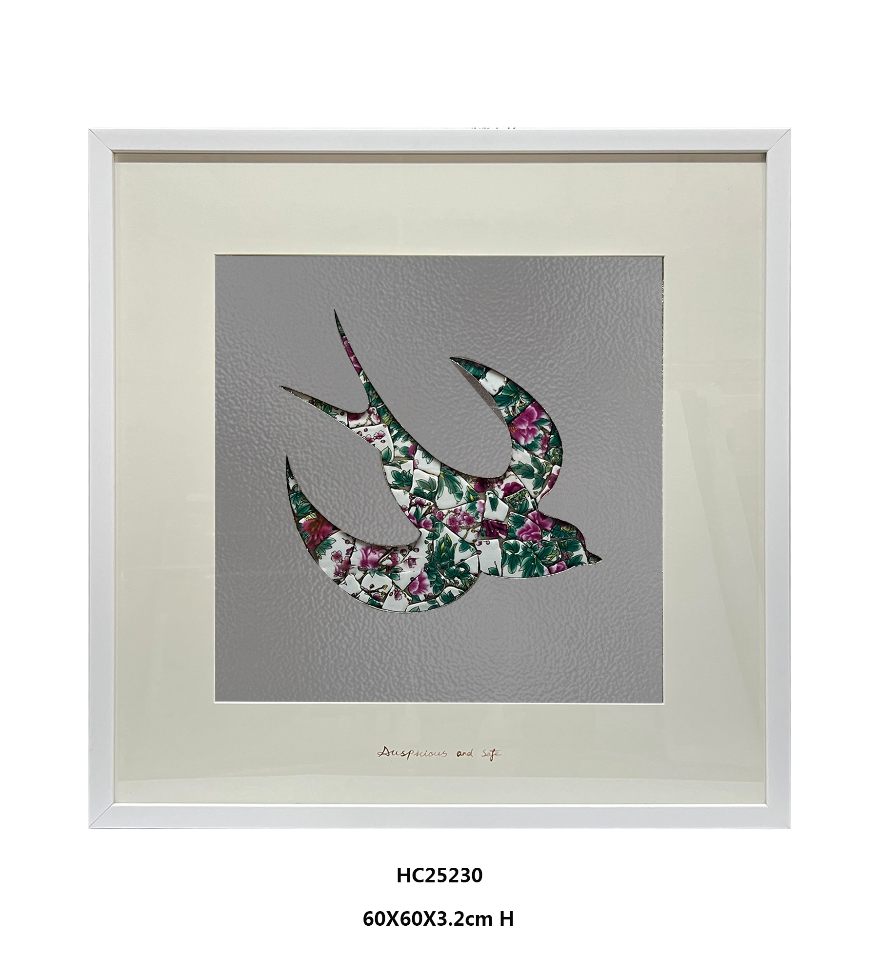 Two floral porcelain shard swallows