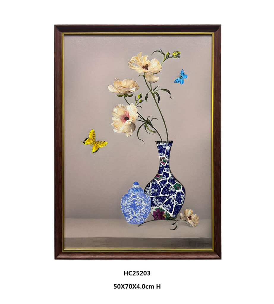 Porcelain shard vase wall art with butterflies