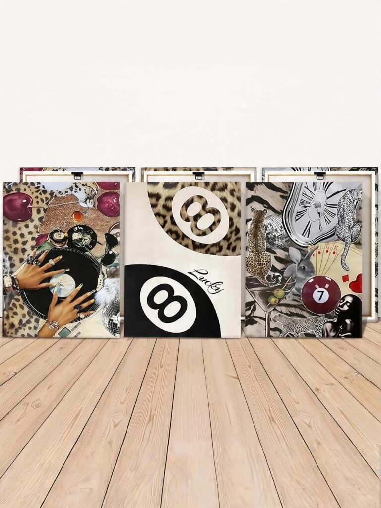 Ready to hang 8 ball collage canvas prints with inner frames