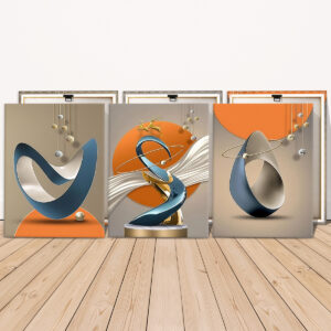 Front and back views of ready to hang geometric canvas art