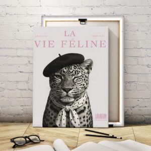 Ready to hang stretched leopard canvas print
