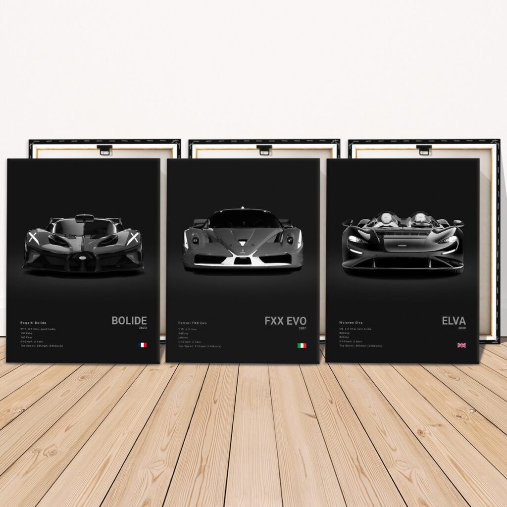 Ready to hang supercar canvas with wooden stretcher frames