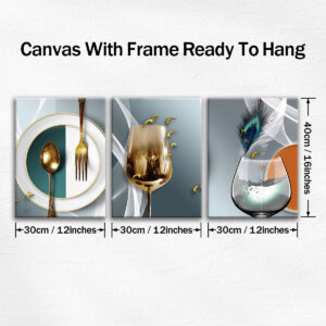 Ready to hang wine glass canvas set measuring 30 by 40 centimeters