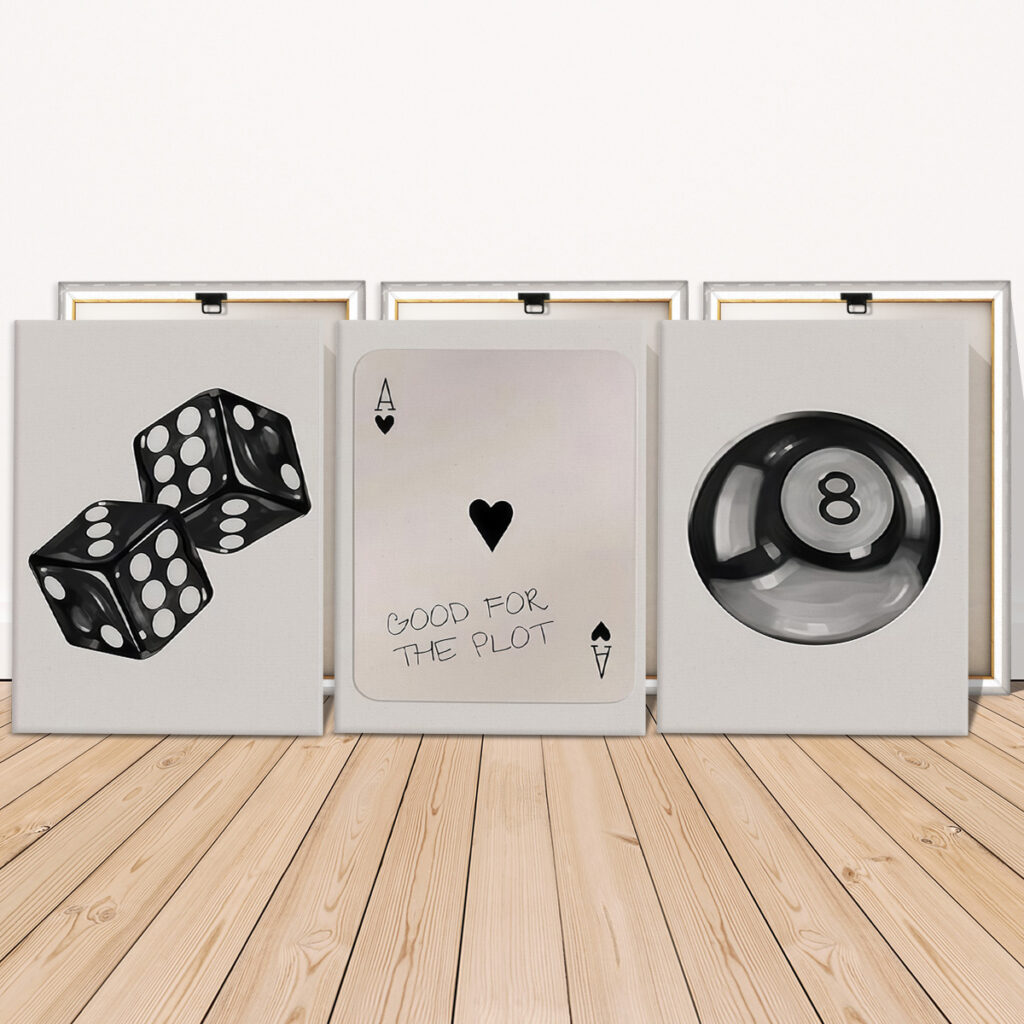 Retro game room canvas set ready to hang