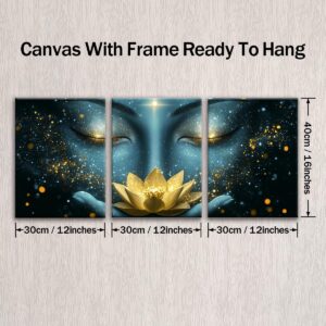 Three piece Buddha canvas set with 12 by 16 inch panels