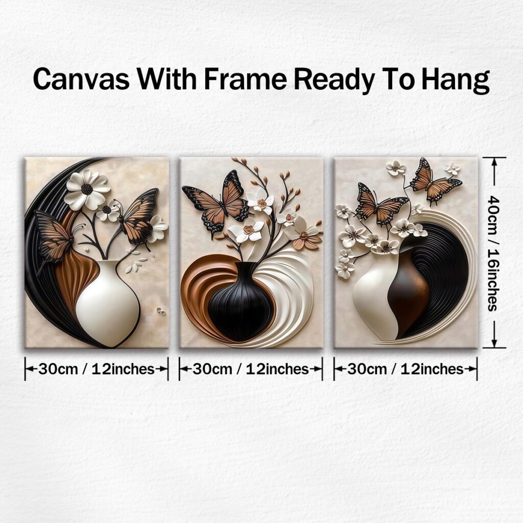Three piece butterfly canvas wall art size