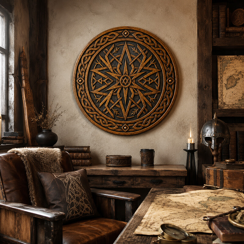 Find Your Way: The Meaning Behind the Vegvisir Wood Carving