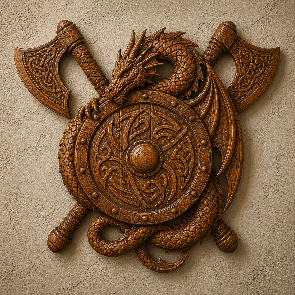Viking Dragon Shield Wall Art With The Ultimate Hand Carved Norse Home Decor