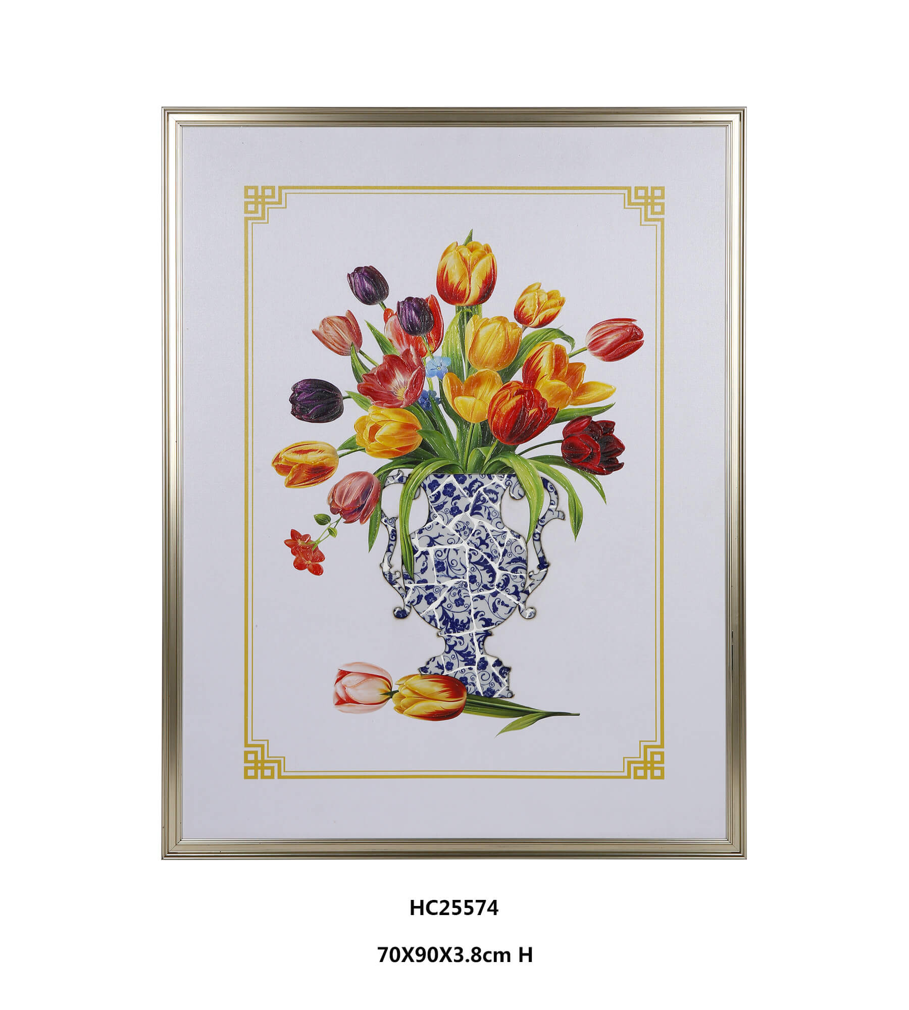 Colorful Framed Tulip Porcelain Wall Art for Bright Interiors(70×90cm)