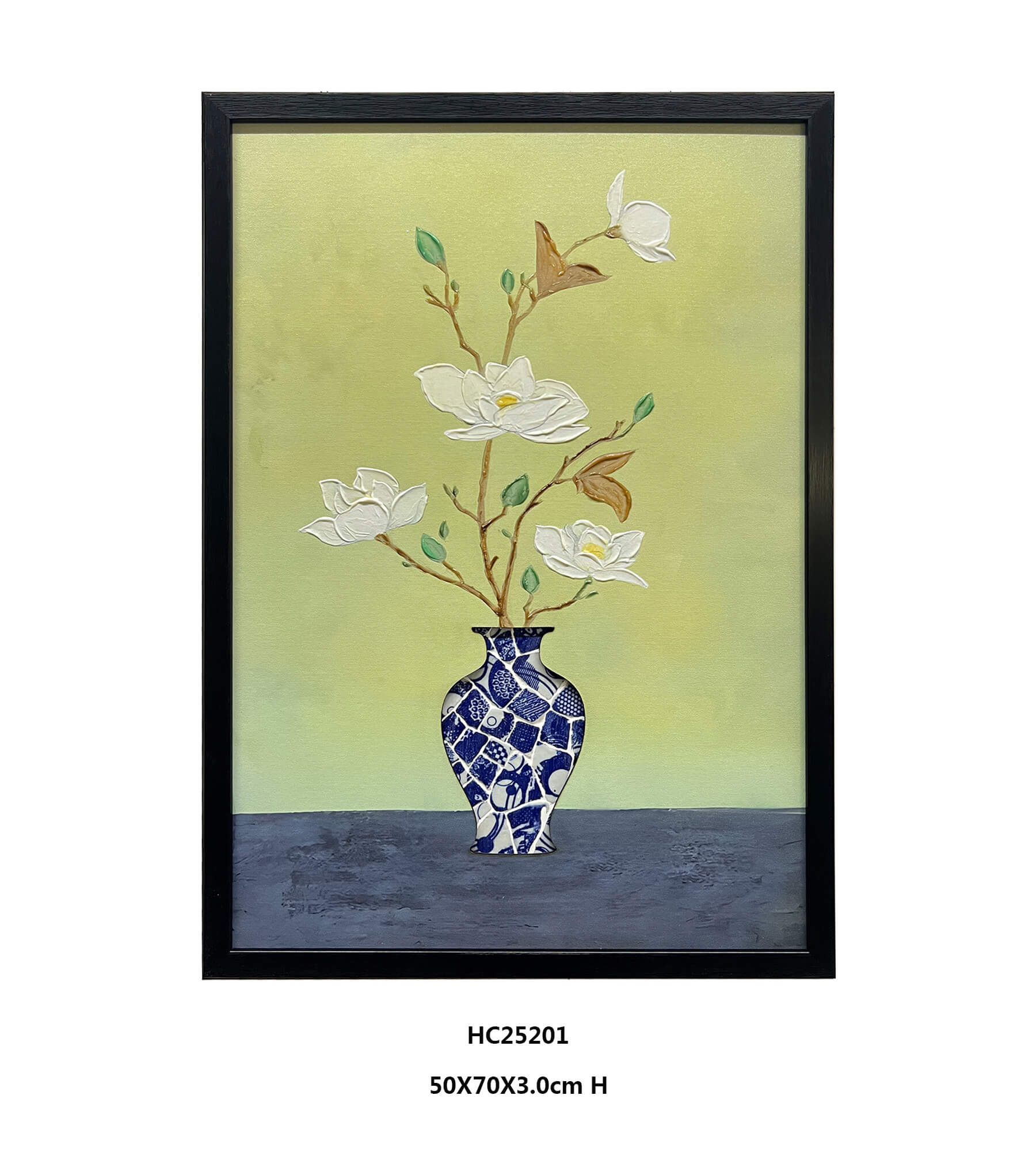 White magnolia porcelain shard vase wall art