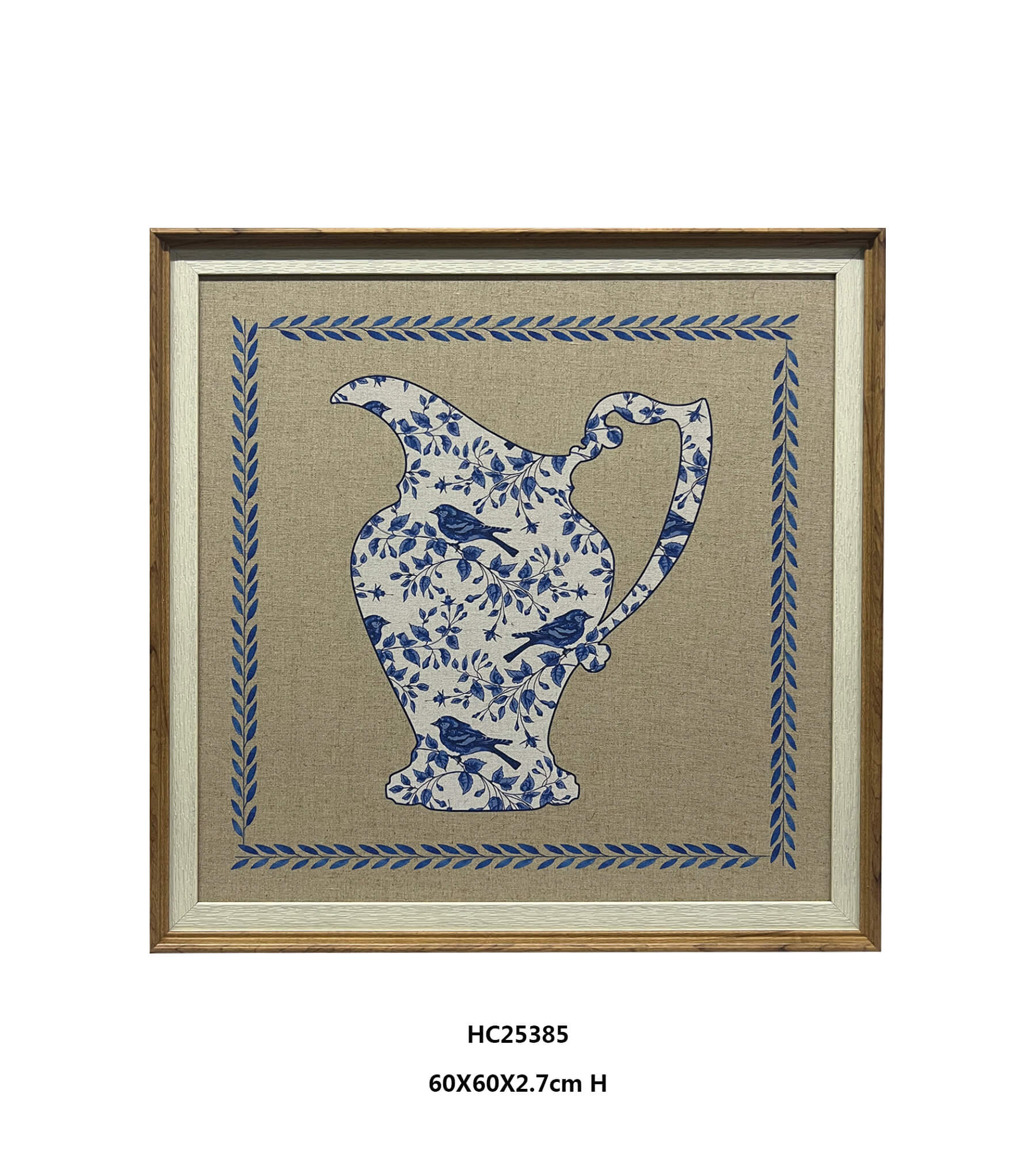 Blue and White Pitcher Wall Art Evokes Classic Chinoiserie Style（60×60cm）