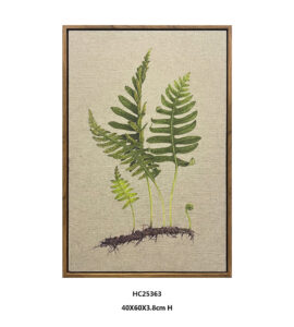 Framed botanical fern wall art with multiple green fronds