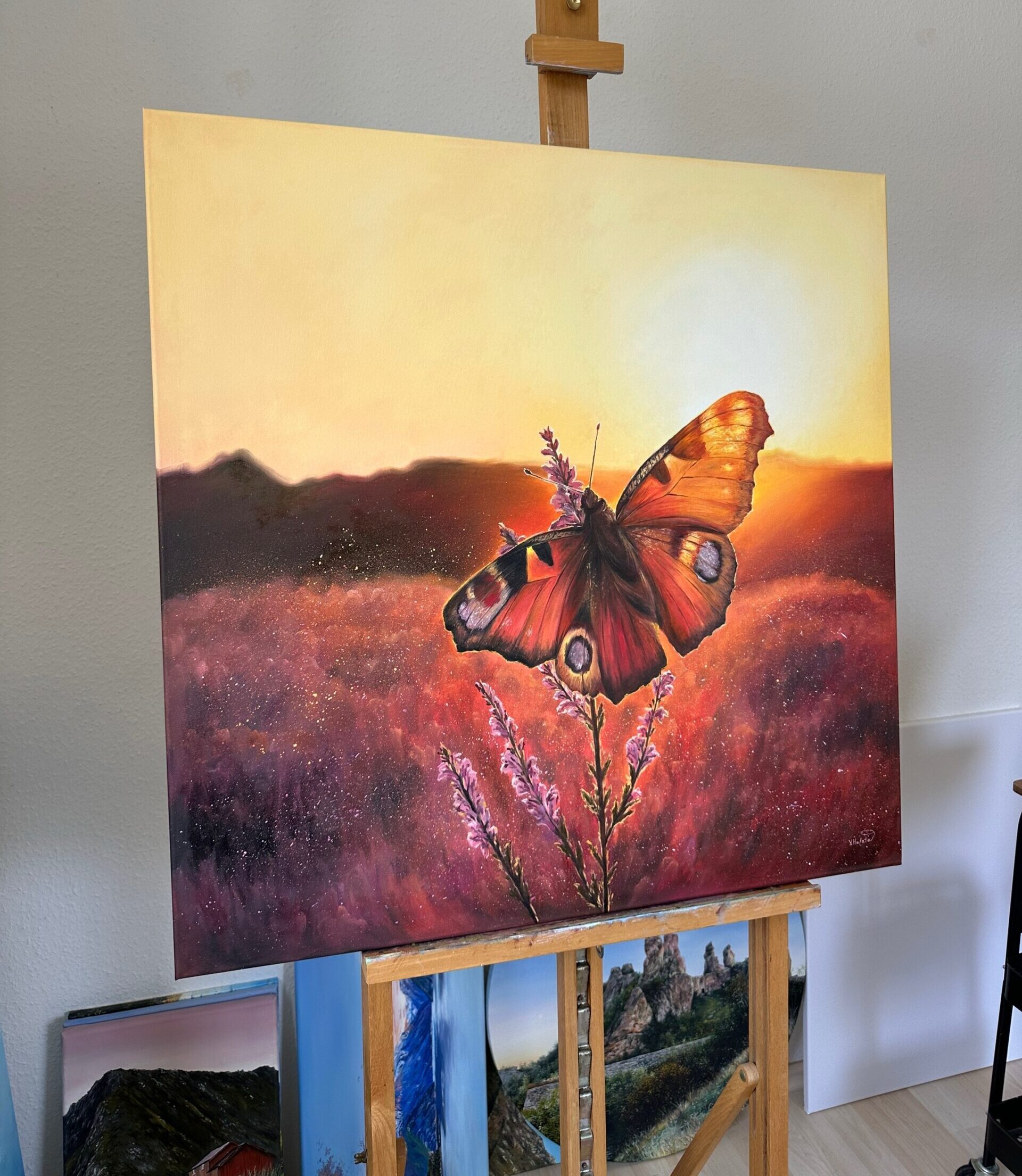 Flower and Butterfly Oil Painting on Canvas