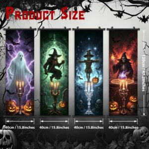 Four Halloween canvas scrolls measuring 40 by 120 centimeters each