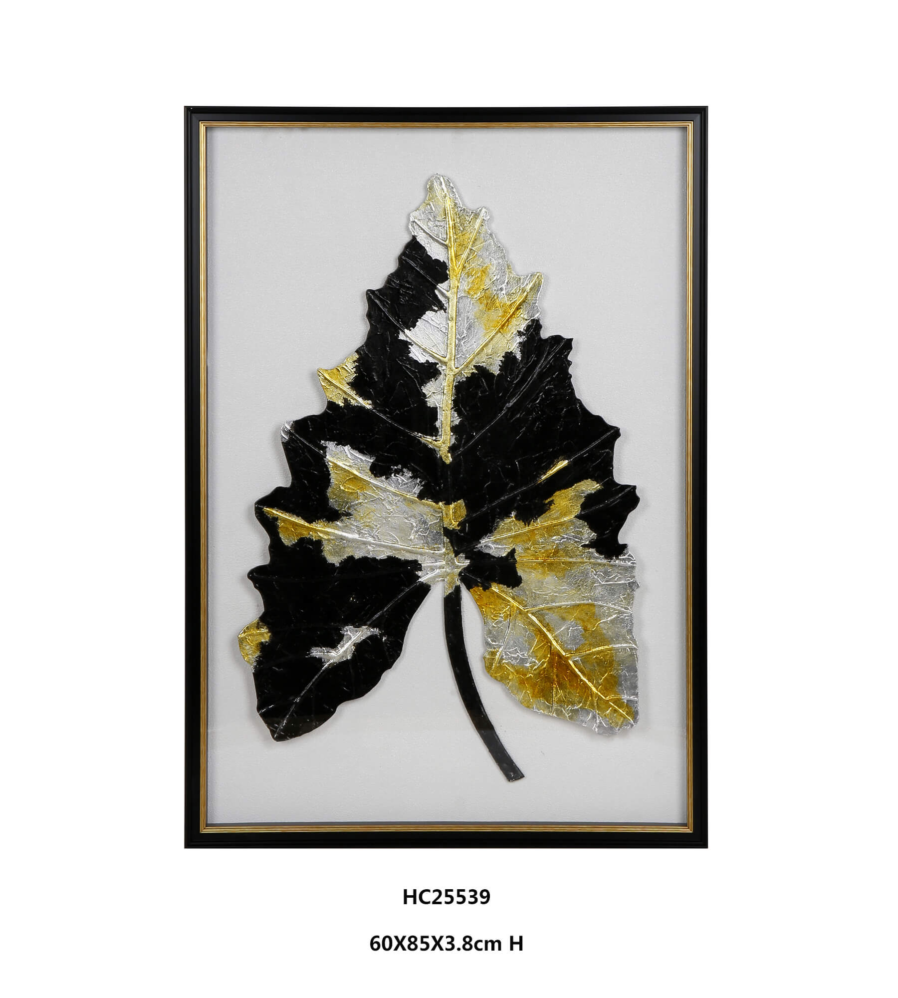Black White and 3D Botanical Gold Foil Wall Art for Modern Interiors(60×85cm)