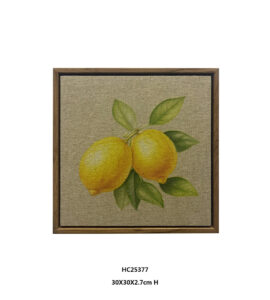 Lemon Botanical Wall Art with Two Lemons and Green Leaves