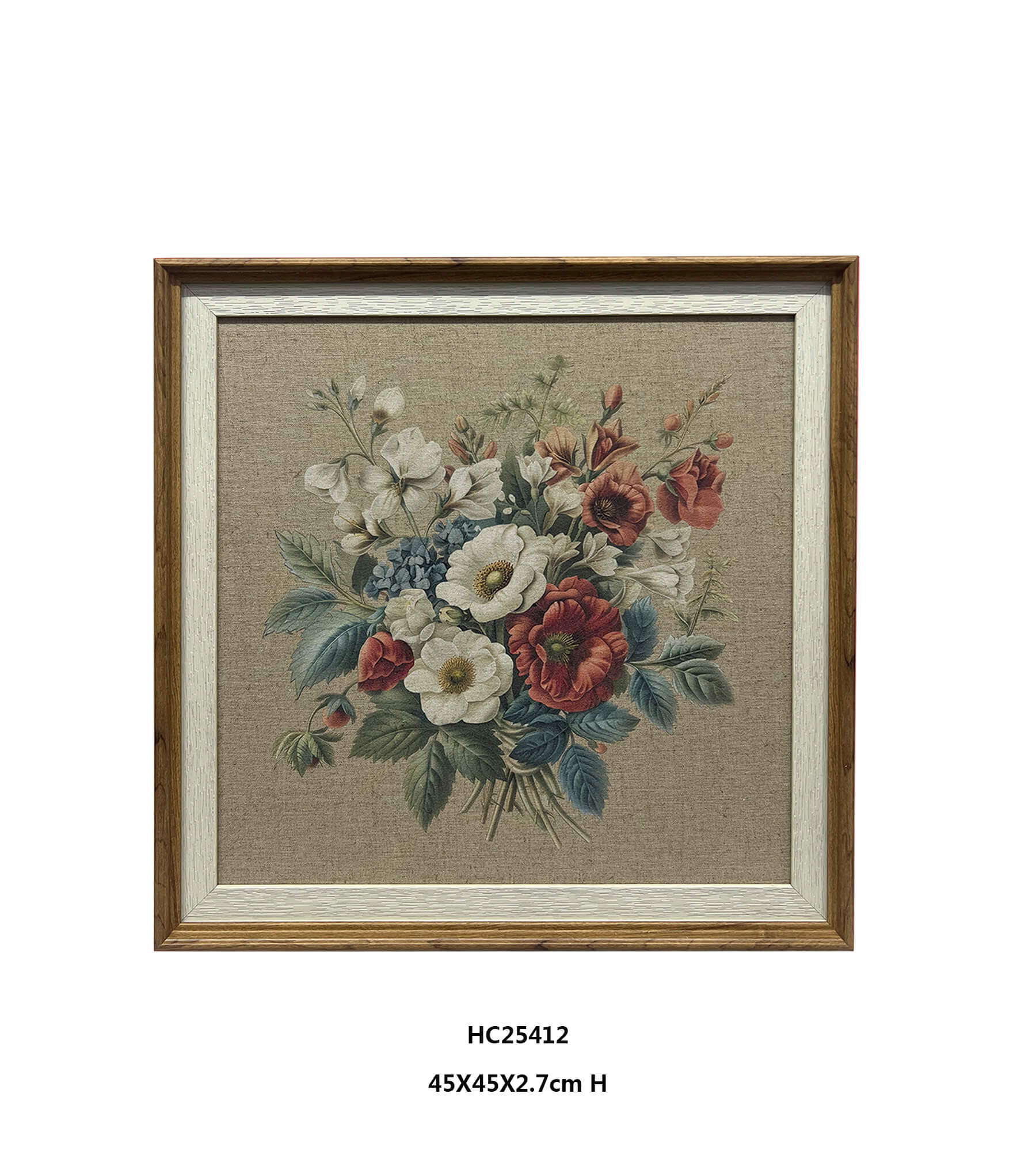 Quiet Vintage Bouquets on Linen Flower Wall Art（45×45cm）