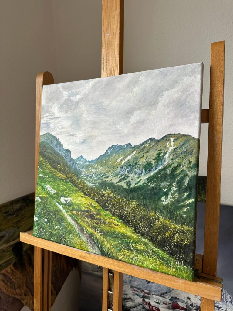 Mountain landscape oil painting on canvas