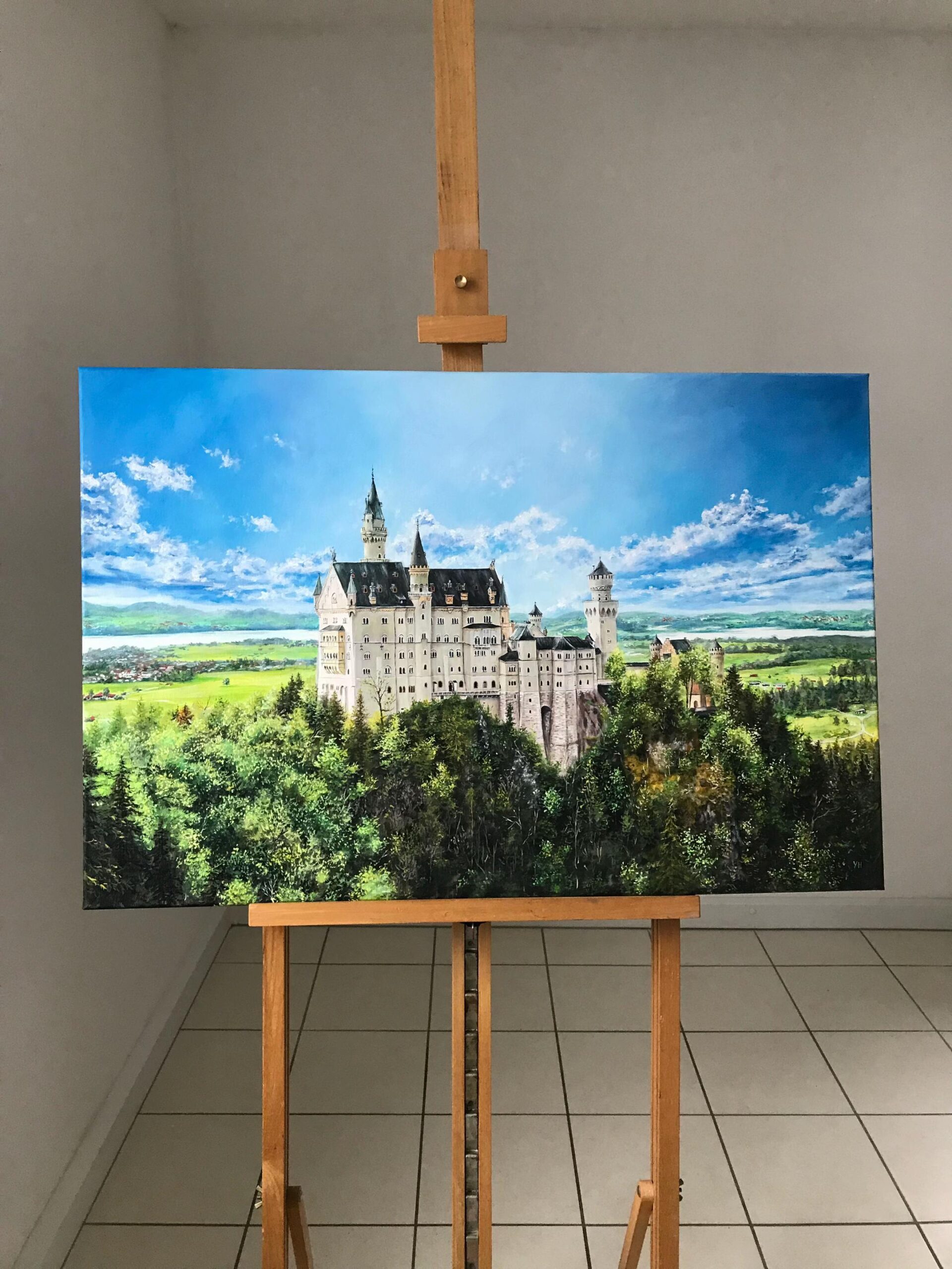Neuschwanstein Castle Under a Bavarian Sky Canvas Wall Art