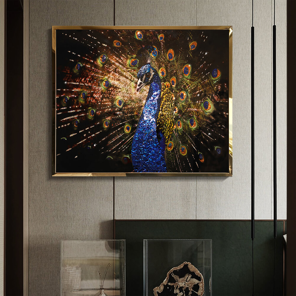 Luminous Blue Peacock Wall Art for a Luxe Statement Display