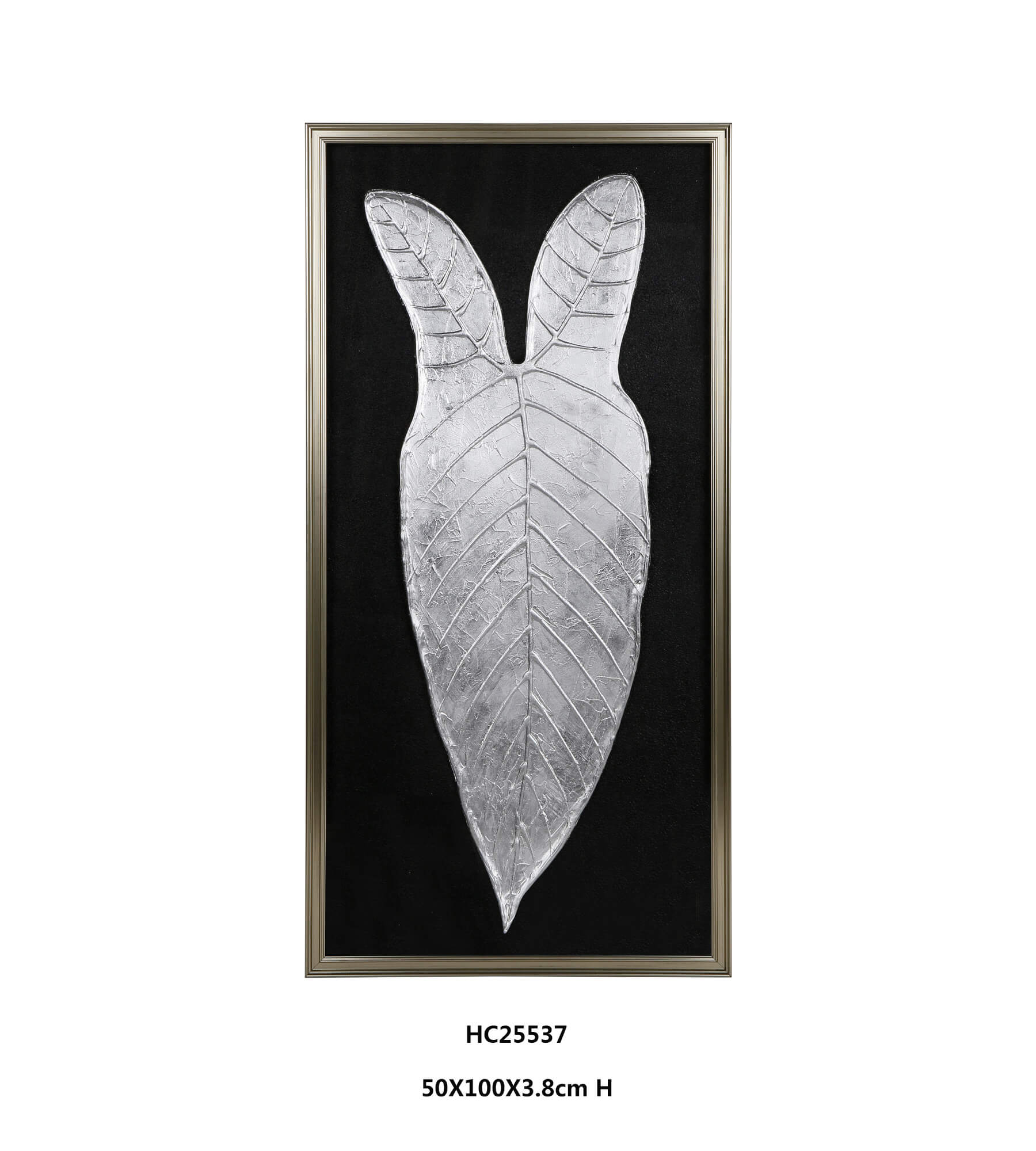 Original Framed 3D Metallic Leaf Wall Art in Gold or Silver(50×100cm)