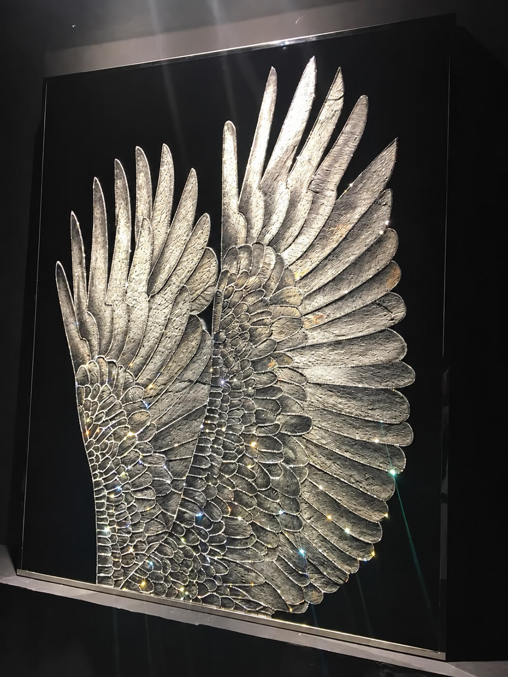 Silver Wings Take Center Stage in Swarovski Crystal Wall Art