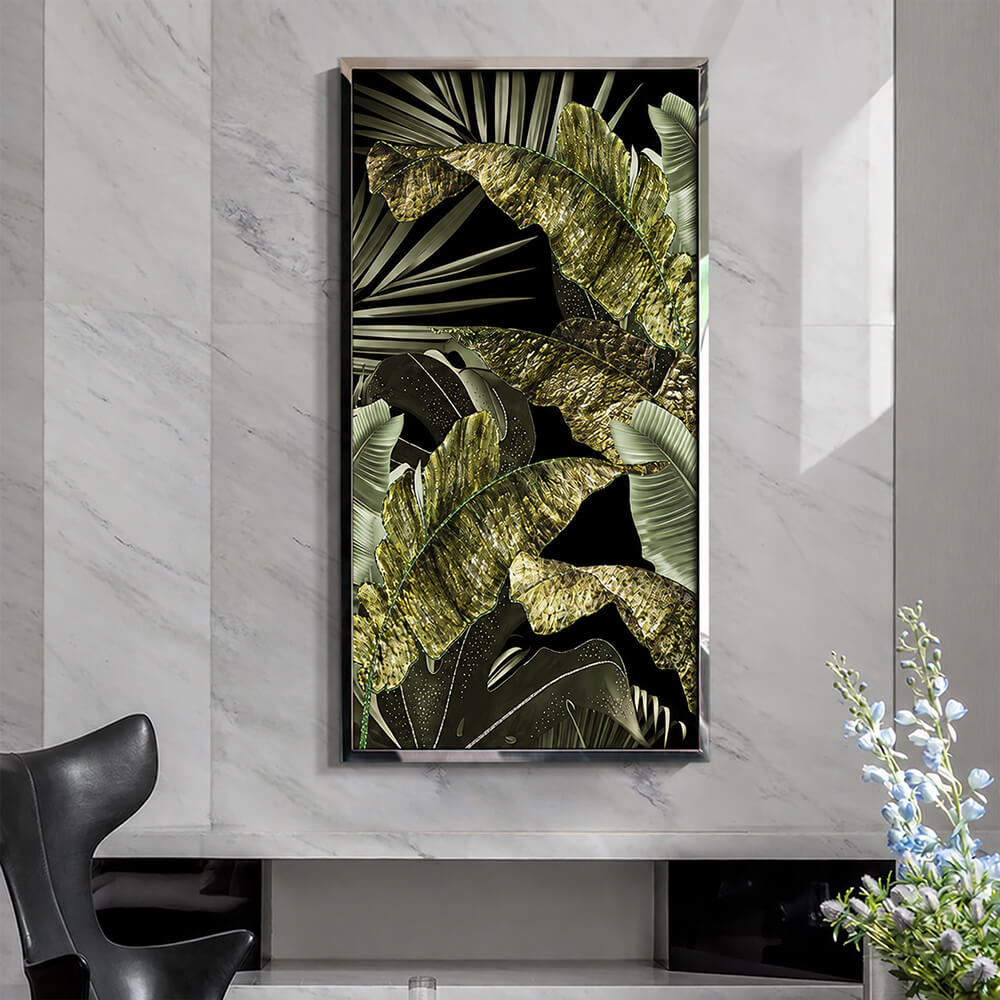 Luxe Crystal Tropical Leaf Wall Art for Bold Interiors