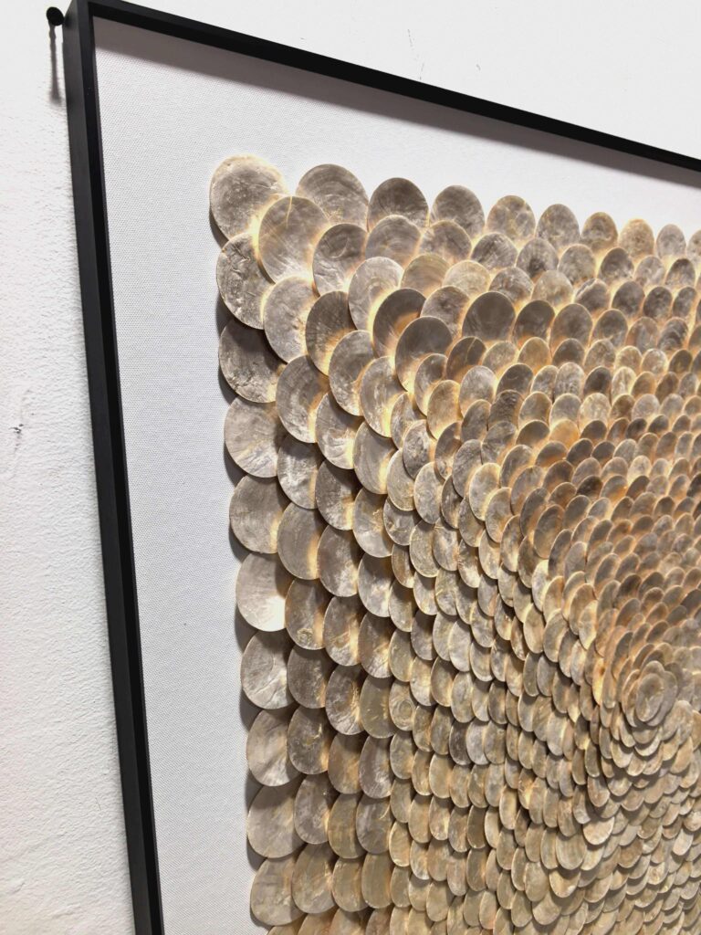 3D layered capiz shell wall art texture