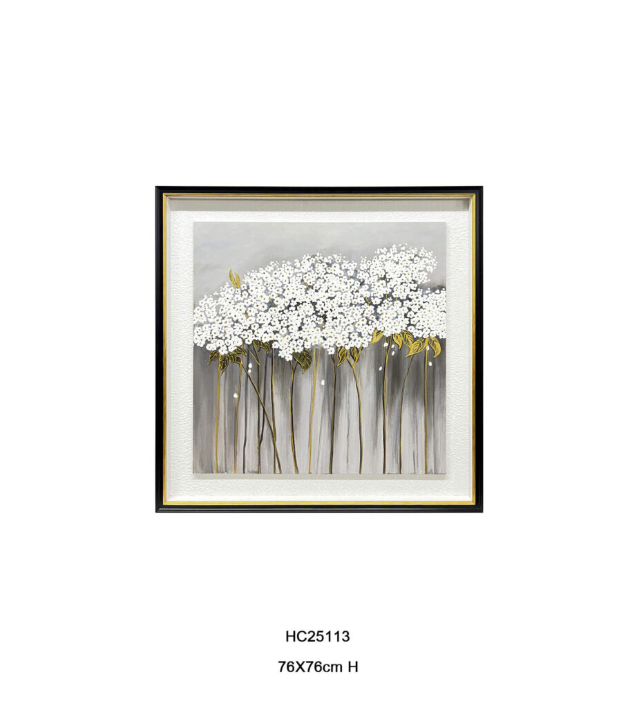 3D textured white floral wall art featuring heavy impasto botanical details.