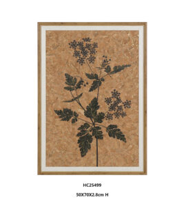 Black botanical cork wall art silhouette