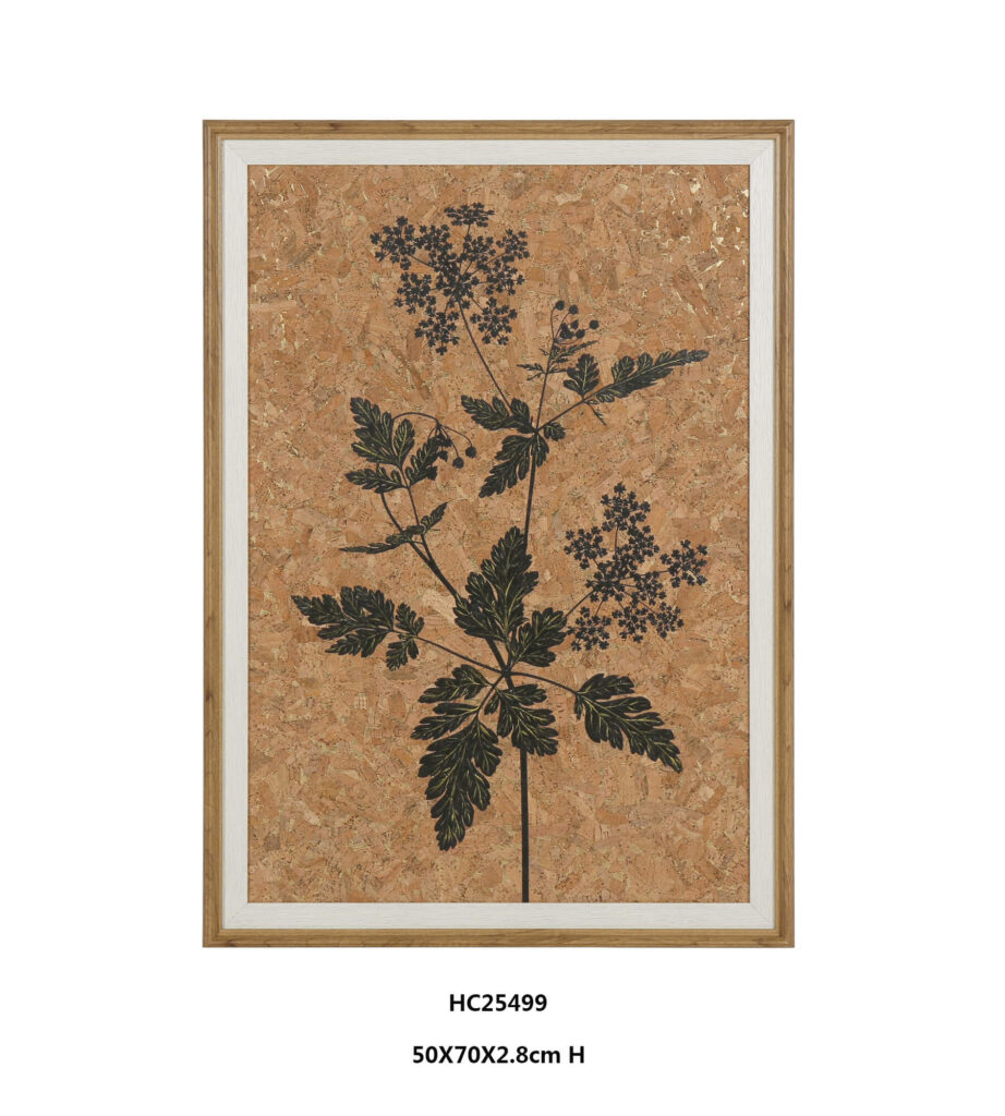 Black botanical cork wall art silhouette