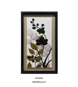black gold botanical wall art with flowers and crystal accents