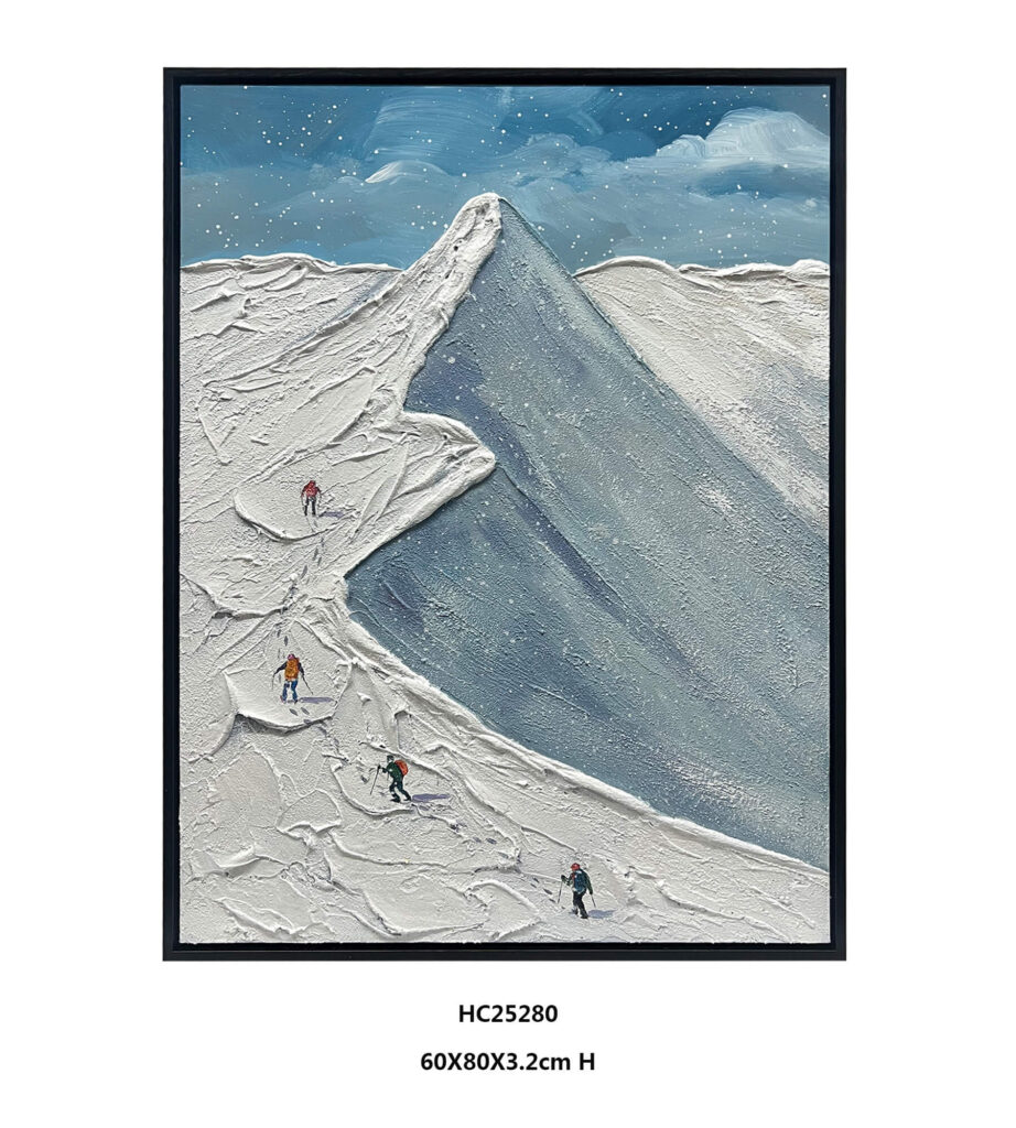 Black framed mountain climbing textured wall art 60x80cm