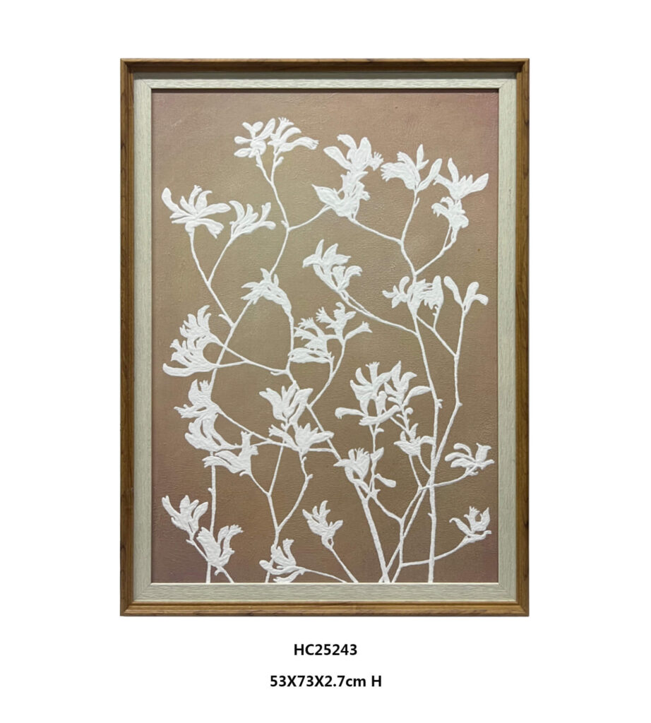Hand painted textured white wildflower canvas art