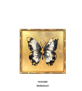 Gold foil butterfly wall art black white print