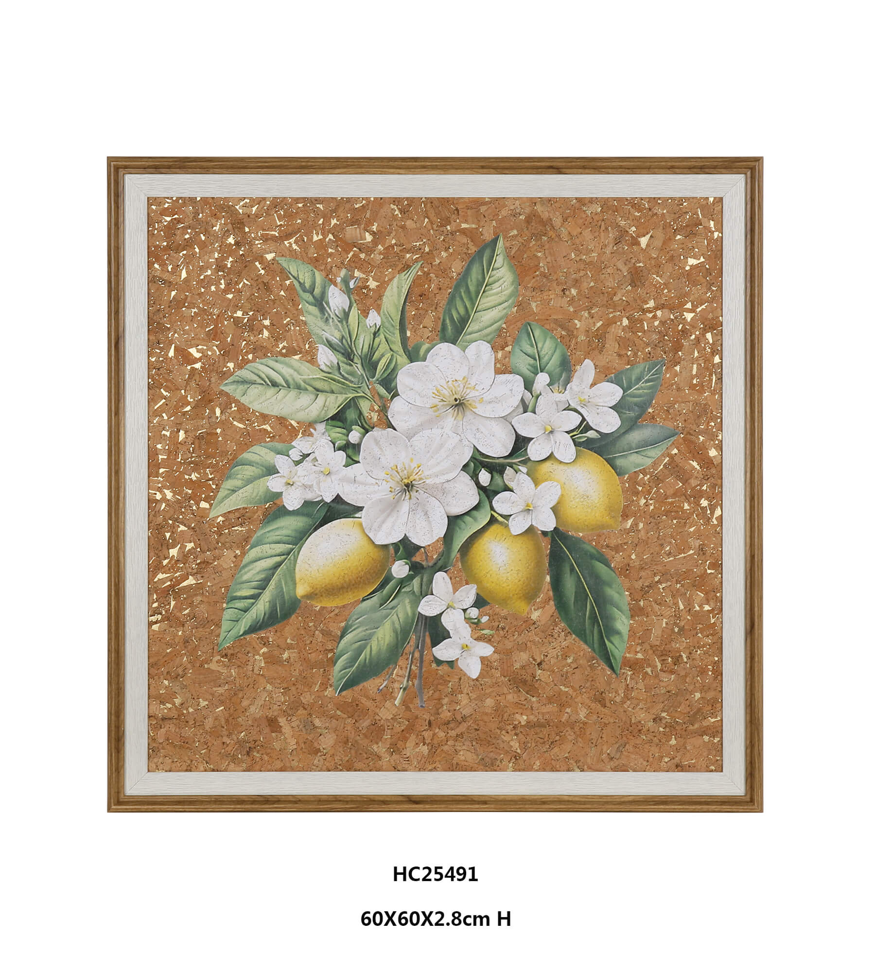 Fresh Botanical Color with Square Lemon Cork Wall Art（60×60cm）