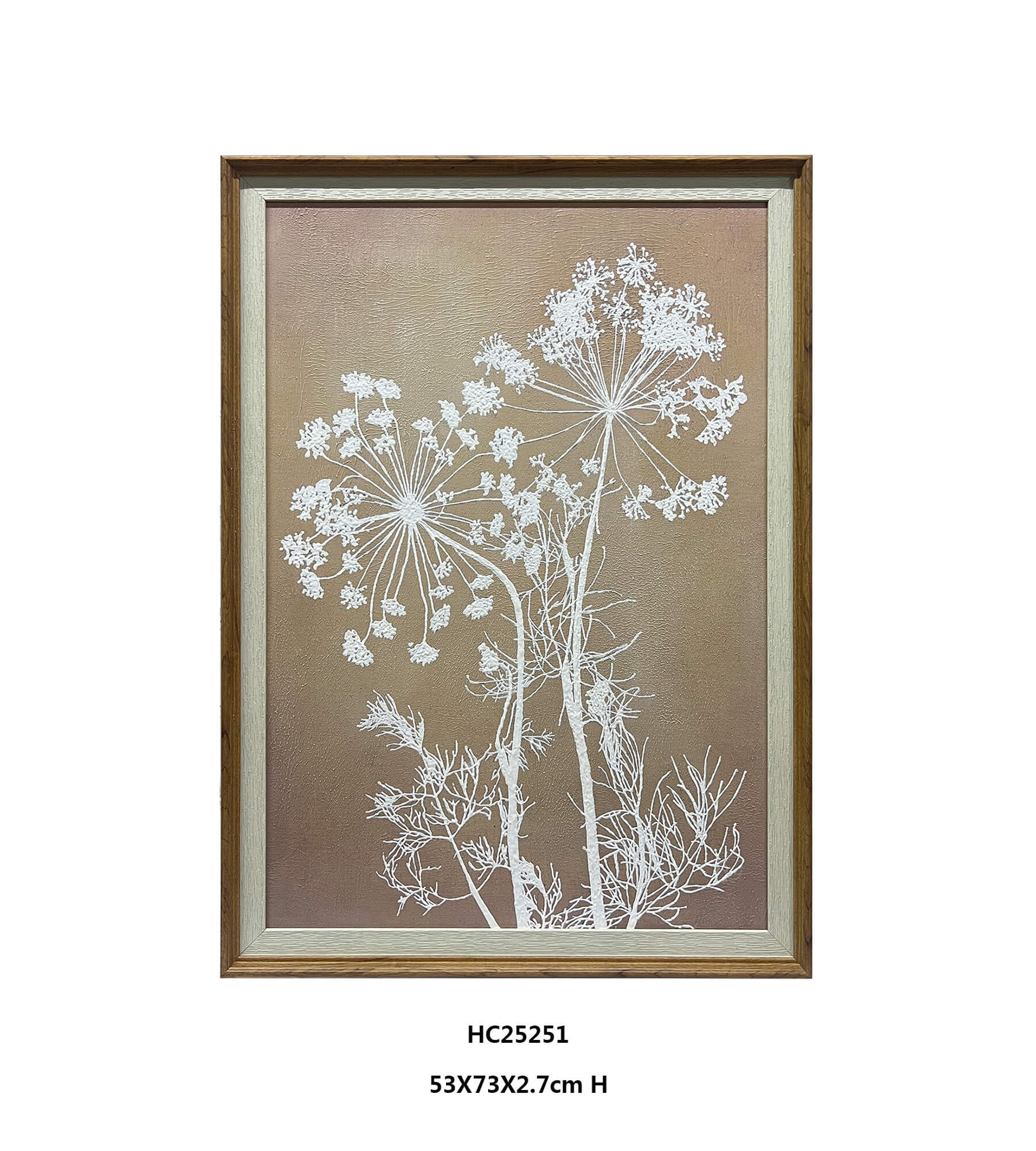 Raised Relief Edition How White Botanical Linen Wall Art(53×73cm）