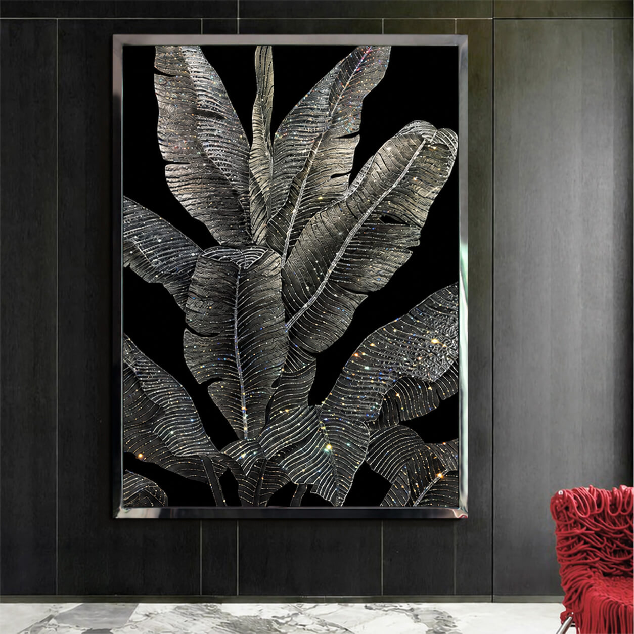 Crystal Leaf Wall Art That Brings Botanical Drama and Sparkle Home