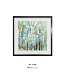 Square abstract birch tree wall art on mint green canvas