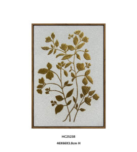 textured gold botanical wall art with branching floral stems