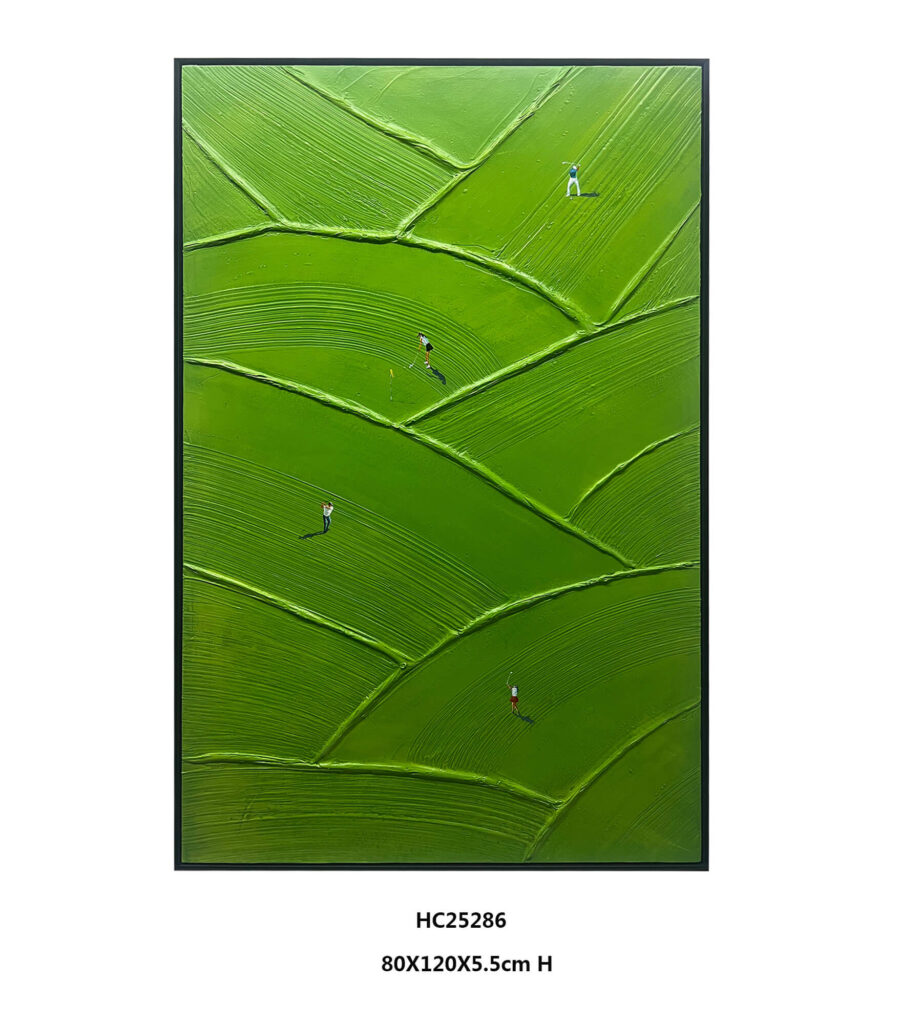 Framed thick texture golf landscape wall art